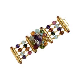 Vintage Seaman Schepps Mixed Gemstone Stone Bracelet 10458 Top View Photo