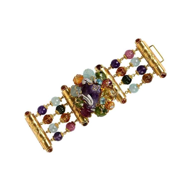 Vintage Seaman Schepps Mixed Gemstone Stone Bracelet