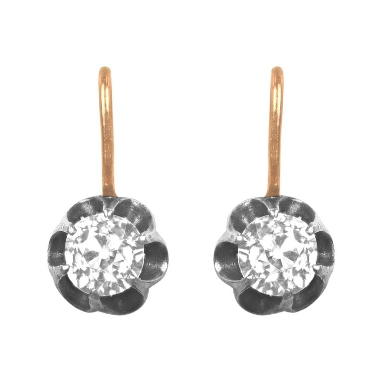 Victorian Floral Diamond Hereford Earrings, Circa 1890