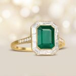2.00ct emerald cut Emerald and Baguette Halo Burnaby Ring 15898 artistic photos