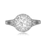 center 1.39 carat GIA certified old European cut diamond with diamond halo Keystone Ring 15998