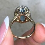 Oval-Cut Aquamarine Set in Platinum on 18k Yellow Gold Back View f6 16029