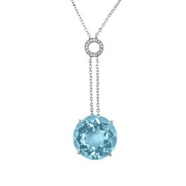 20 carat round aquamarine stone with diamond design Purcell Necklace 16030