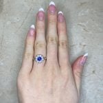 Sapphire with Diamond Halo Gemstone Ring Hand Picture f1 16031