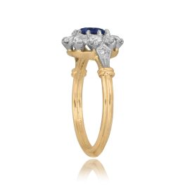 Sapphire and Diamond Cluster Arnett Ring 16031 top side view photo