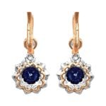 center round Sapphire and Diamond Cluster platinum on gold Alridge Earrings 16032