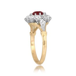 center 0.70 carat ruby stone surrounded by diamond cluster Sentinel Ring 16033