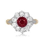 0.70 carat center round ruby stone with cluster of diamonds Sentinel Ring 16033