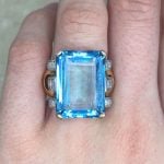 Front Finger View 19.00 Carat Aquamarine Center Gould Ring f2 16035