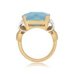 Retro 19ct Aquamarine and Diamond Gould Ring, Circa 1940 16035 Side View
