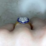 Cluster of Diamonds with Sapphire Halo Ring Basket View f316040