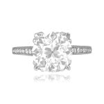 4.21 carat center old European cut diamond with diamonds on shoulder Galeton Ring 16050