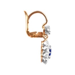 cluster earrings center sapphire and diamond cluster earrings platinum and gold Alridge Earrings 16633 TSV