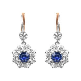 center sapphire and diamond cluster earrings platinum and gold Alridge Earrings 16633 TV