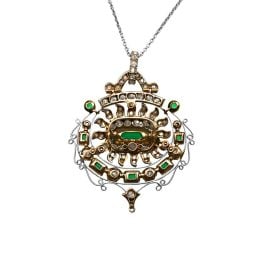 Edwardian Emerald Berthoud Necklace, Circa 1910 AL103 back view photo