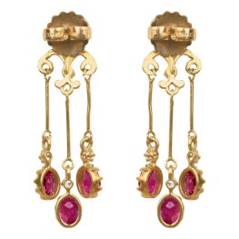 Victorian Era Ruby and Diamond Sylvia Earrings, Circa 1890 AL110 back view photo