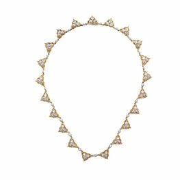Buccellati Floral Diamond Gold Necklace white and yellow gold design top view photo