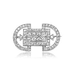 3.00 carat total diamond brooch signed Cartier made in platinum Cartier Brooch AL114