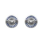 Opal center stone and Sapphire Halo Stud Turton Earrings EAh959-2 BV photo