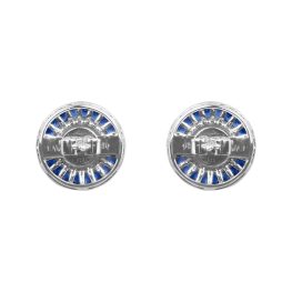 Opal center stone and Sapphire Halo Stud Turton Earrings EAh959-2 BV photo