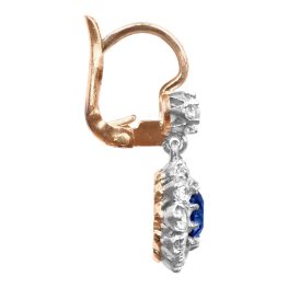 platinum and gold Sapphire and Diamond Cluster Alridge Earrings 16032 TSV photo