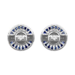 Moonstone and Sapphire Stud Correll Earrings EAh959 back view