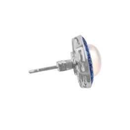 Moonstone and Sapphire Stud Correll Earrings EAh959 top side view