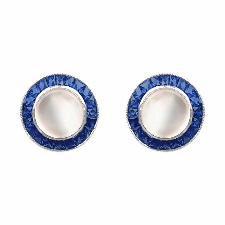 Moonstone and Sapphire Stud Correll Earrings