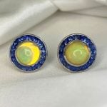 Opal and Sapphire Halo Stud Turton Earrings