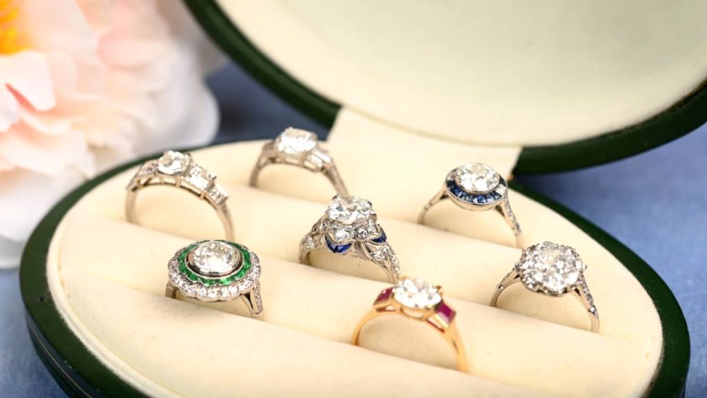 Group of Engagement Rings in Large Box