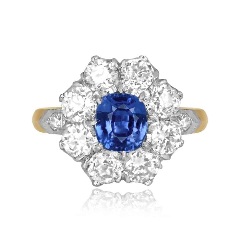 1.23ct Sapphire and Diamond Cluster Arnett Ring