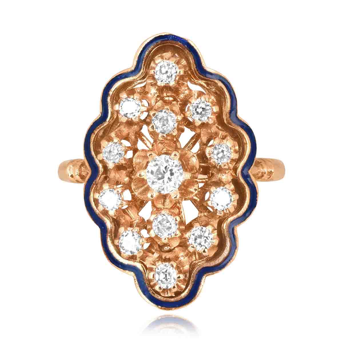Stacked from 36 images. Method=C (S=1) 1.00 carat total diamond weigh in navette shaped victorian era ring Amado Ring LV2508