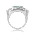 Retro 2.00ct Emerald and Diamond Archer Ring, Circa 1940 LV2522 side view