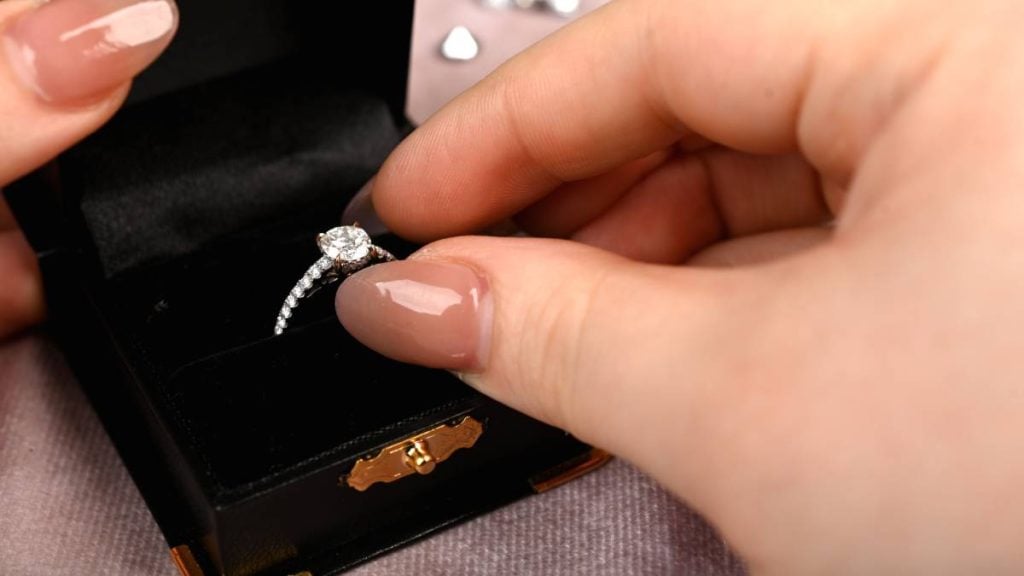 Lab Grown Diamond Simulant Engagement Ring in Box