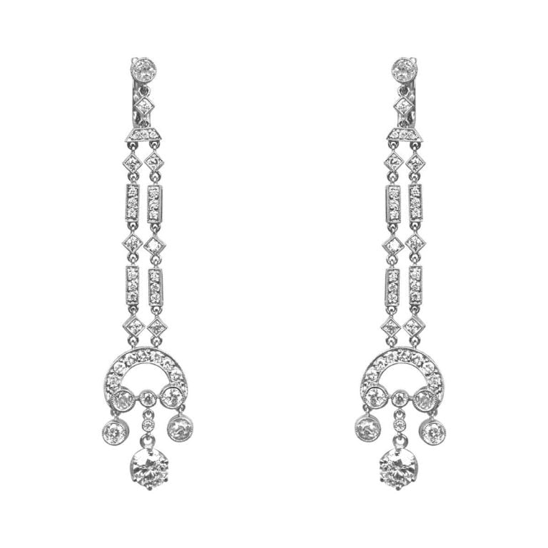 Diamond and Platinum Moran Earrings