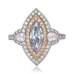 1.01 GIA certified light blue diamond with double halo Trastanello Ring ND101