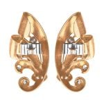 Retro Diamond and Gold Rembert Earrings, Circa 1950 OCT16109 back view photo