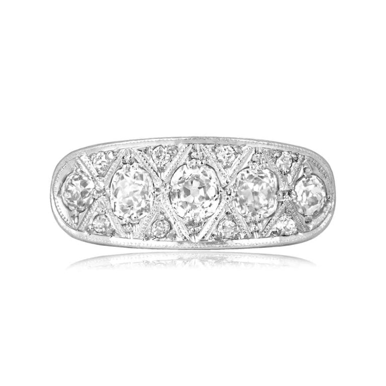 Edwardian Era Diamond Engraved Tulelake Ring, Circa 1910