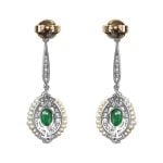 Emerald Pearl and Diamond Eldred Earrings OCT2501 back view back view