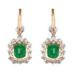 Emerald and Diamond Cluster Calhan Earrings OCT2507 back view photo