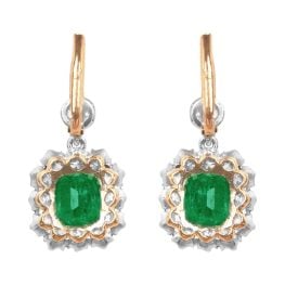Emerald and Diamond Cluster Calhan Earrings OCT2507 back view photo