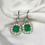 Emerald and Diamond Cluster Calhan Earrings OCT2507 Artistic Cloth
