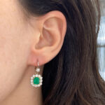 Emerald and Diamond Cluster Calhan Earrings OCT2507 Worn