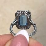 Emerald Cut Aquamarine on Platinum Ventana Ring Back View f6 OCT2515