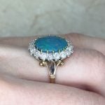 Side Finger View Opal with Cluster of Old cut diamonds f4 OCT2522