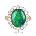2.73 carat oval center opal stone with cluster of round diamonds Morela Ring OCT2522