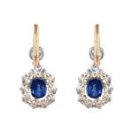 Sapphire and Diamond Cluster Arcola Earrings OCT2524 back view photo