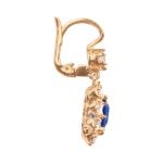 Yellow Gold Sapphire and Diamond Cluster Redland Earrings OCT2532 top side view photo