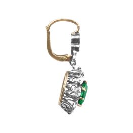 Oval Cut Emerald and Diamond Allenton Earrings OCT2545 top side view photo