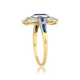 Edwardian Sapphire and Diamond Aimwell Ring, Circa 1910 OCT2550 top side view photo